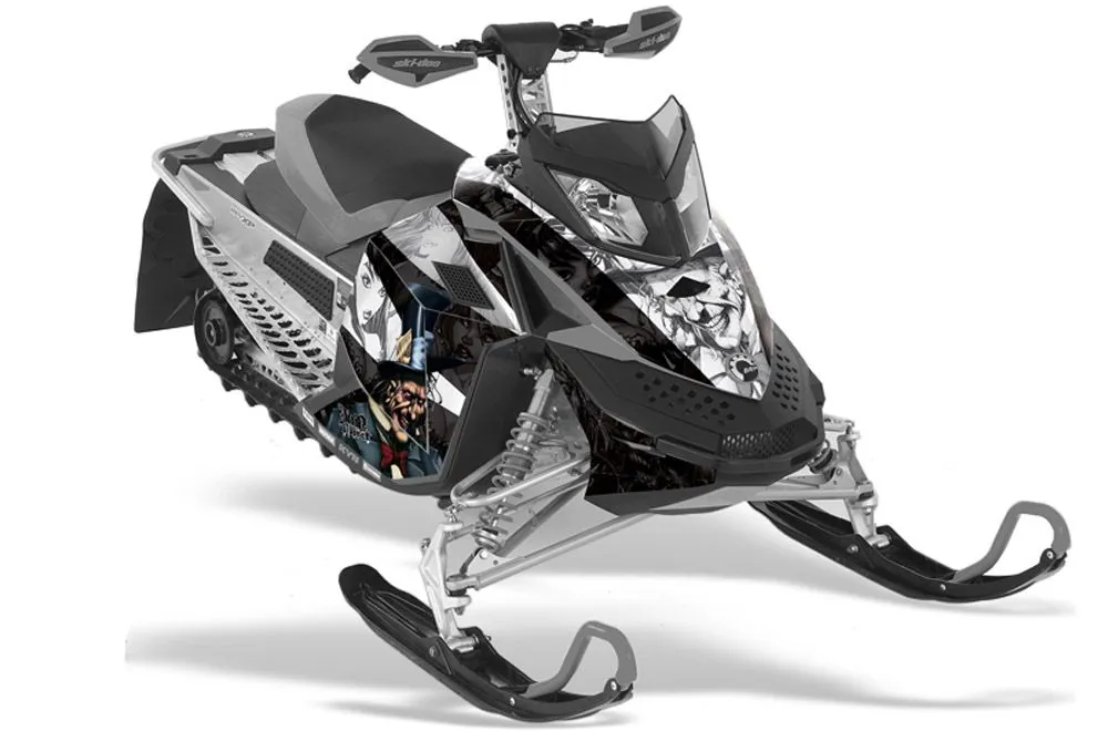 Ski Doo Rev XP Sled Graphic Kit - 2008-2012 Mad Hatter Black