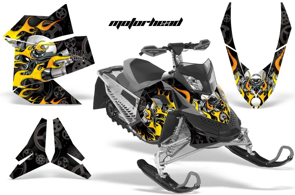 Ski Doo Rev XP Sled Graphic Kit - 2008-2012 Motorhead Black