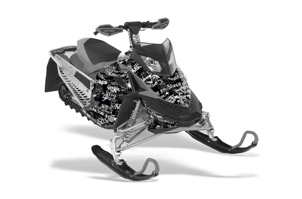 Ski Doo Rev XP Sled Graphic Kit - 2008-2012 Silver Star - Silverhaze Black