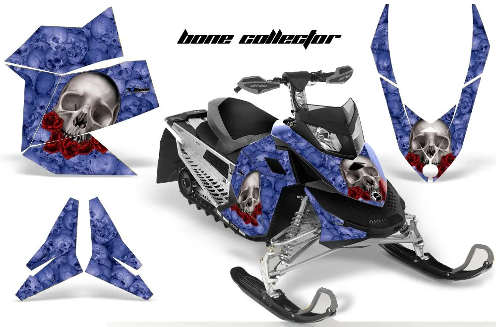 Ski Doo Rev XP Sled Graphic Kit - 2008-2012 Bone Collector Blue