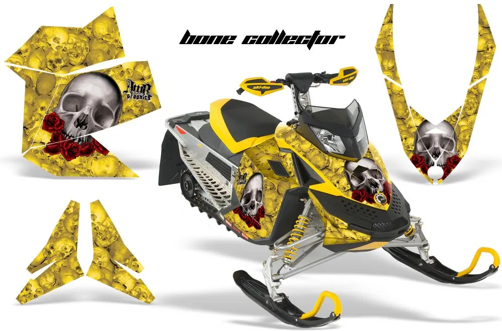 Ski Doo Rev XP Sled Graphic Kit - 2008-2012 Bone Collector Yellow