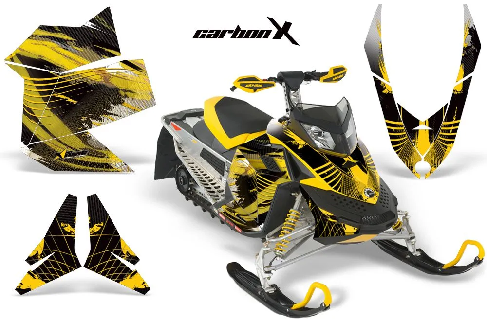 Ski Doo Rev XP Sled Graphic Kit - 2008-2012 Carbon X Yellow