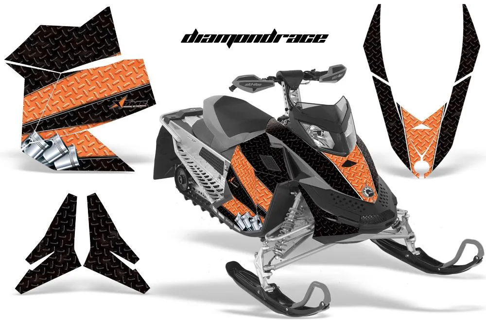 Ski Doo Rev XP Sled Graphic Kit - 2008-2012 Diamond Race Orange