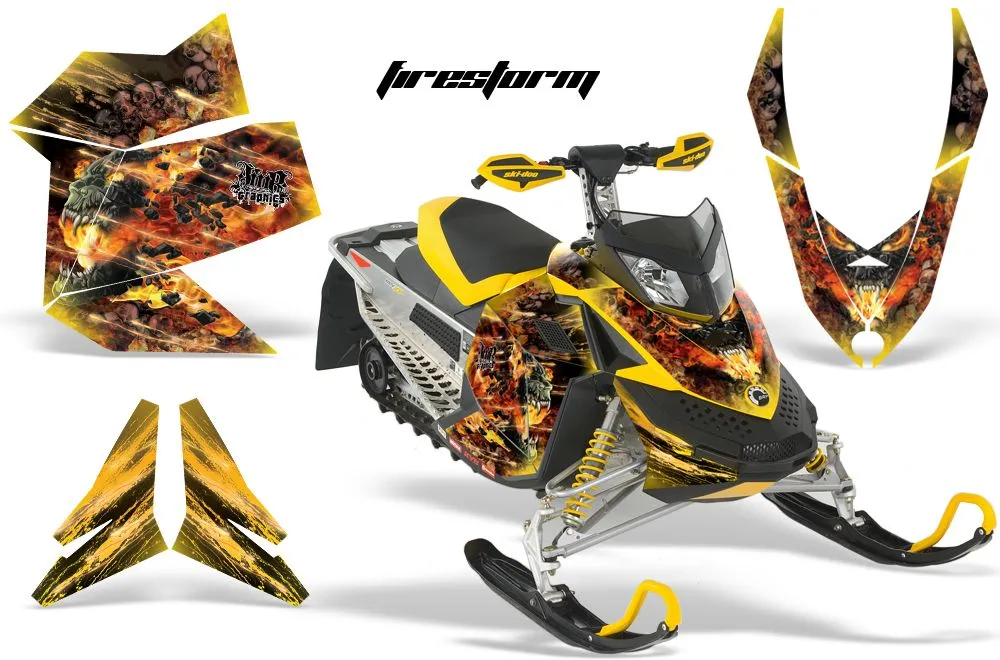 Ski Doo Rev XP Sled Graphic Kit - 2008-2012 Firestorm Yellow