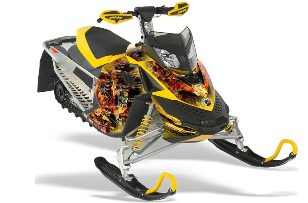 Ski Doo Rev XP Sled Graphic Kit - 2008-2012 Firestorm Yellow