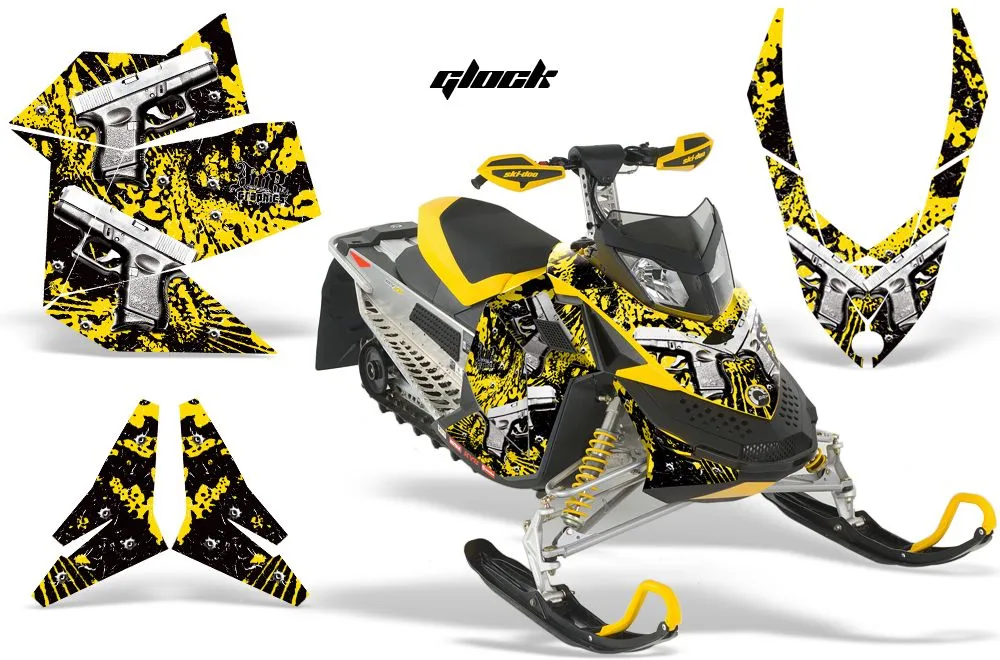 Ski Doo Rev XP Sled Graphic Kit - 2008-2012 Glock Yellow