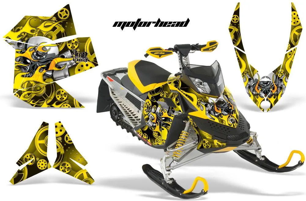 Ski Doo Rev XP Sled Graphic Kit - 2008-2012 Motorhead Yellow