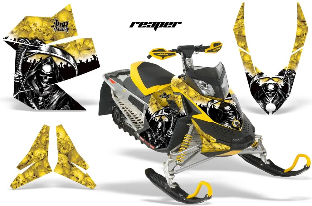 Ski Doo Rev XP Sled Graphic Kit - 2008-2012 Reaper Yellow