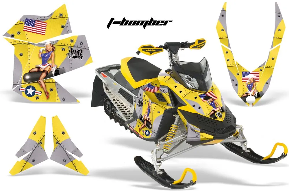 Ski Doo Rev XP Sled Graphic Kit - 2008-2012 T Bomber Yellow