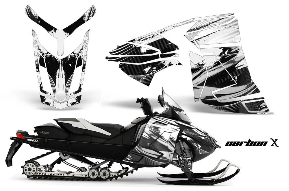 Ski Doo Rev XR Sled Graphic Kit - 2009-2015 Carbon X White