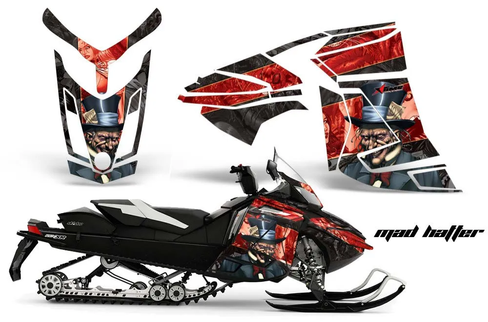 Ski Doo Rev XR Sled Graphic Kit - 2009-2015 Mad Hatter Red