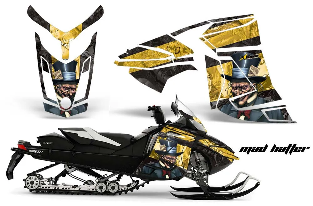 Ski Doo Rev XR Sled Graphic Kit - 2009-2015 Mad Hatter Yellow