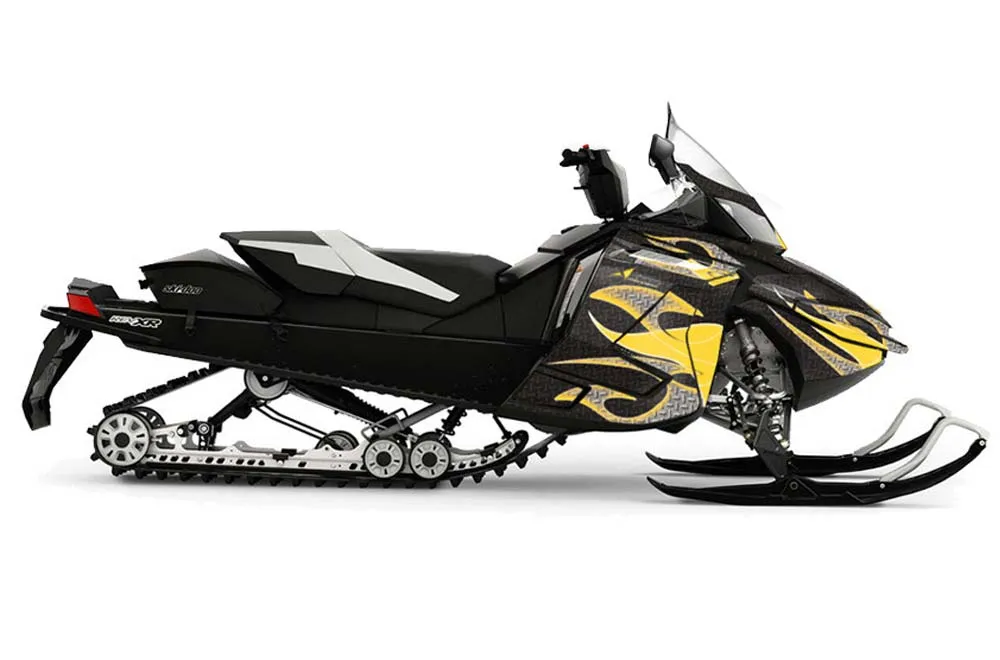 Ski Doo Rev XR Sled Graphic Kit - 2009-2015 Tribal Flames Yellow