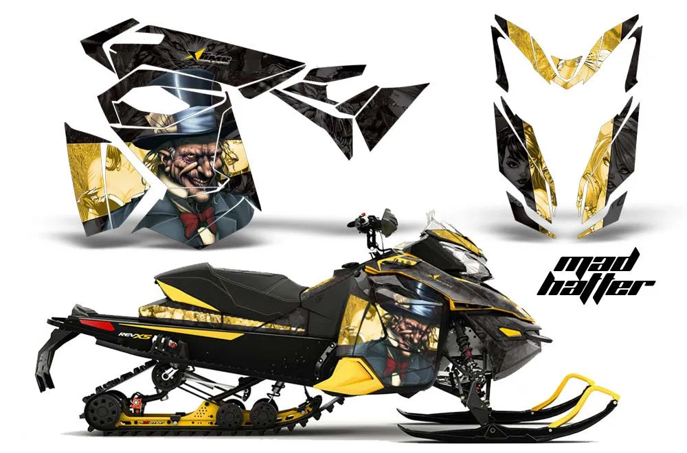 Ski Doo Rev XS Sled Graphic Kit - 2013-2014 Mad Hatter Black