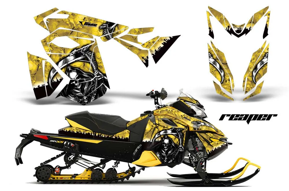 Ski Doo Rev XS Sled Graphic Kit - 2013-2014 Reaper Yellow