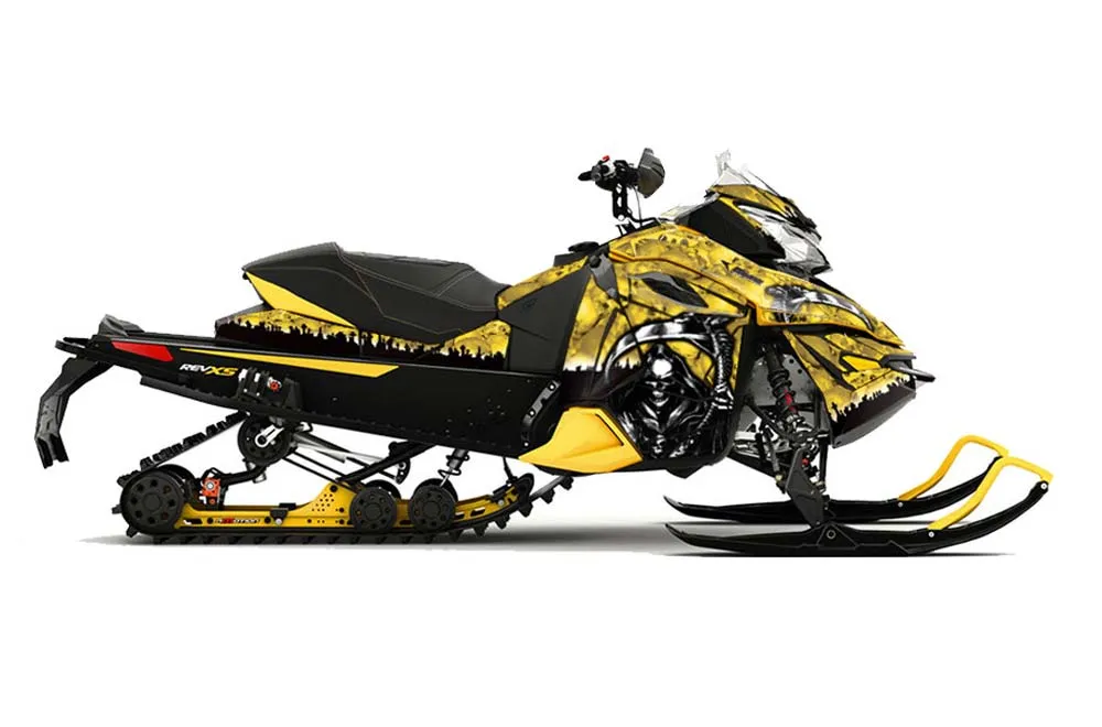 Ski Doo Rev XS Sled Graphic Kit - 2013-2014 Reaper Yellow