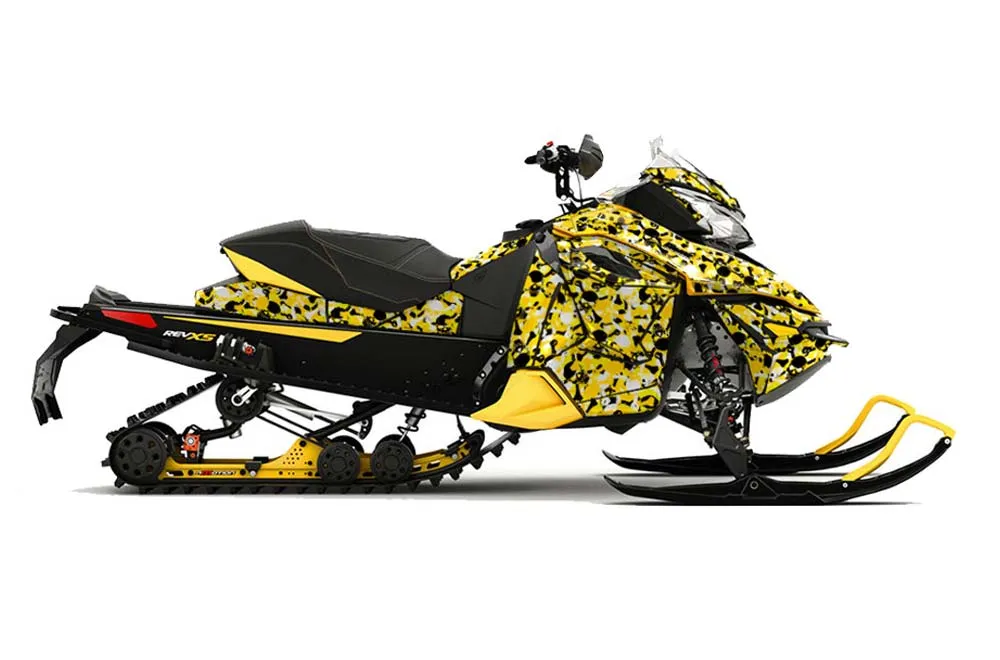 Ski Doo Rev XS Sled Graphic Kit - 2013-2014 Skull Camo Yellow