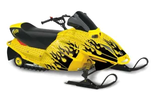 Ski Doo Mini Z Sled Graphic Kit - 2003-2008 Diamond Flames Yellow