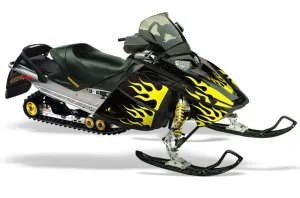 Ski Doo Rev Sled Graphic Kit - 2004-2012 Diamond Flames Yellow