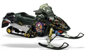 Ski Doo Rev Sled Graphic Kit - 2004-2012 Ed Hardy - Pirates Blue