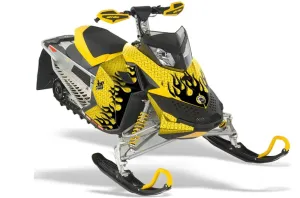 Ski Doo Rev XP Sled Graphic Kit - 2008-2012 Diamond Flames Yellow