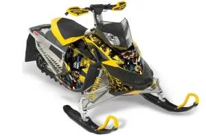 Ski Doo Rev XP Sled Graphic Kit - 2008-2012 Mad Hatter Yellow