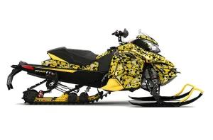 Ski Doo Rev XS Sled Graphic Kit - 2013-2014 Skull Camo Yellow