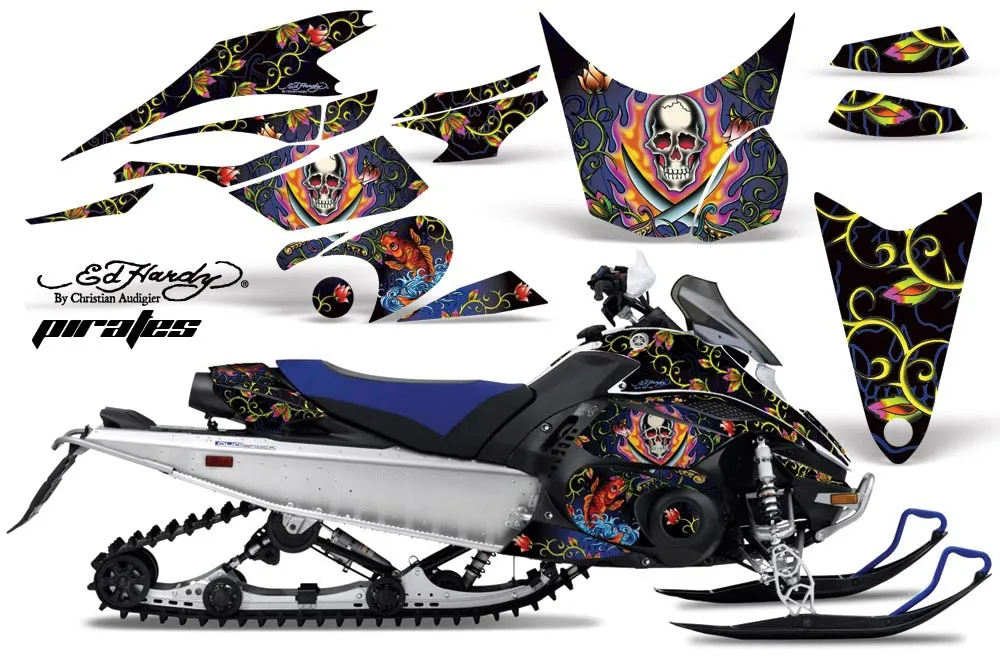 Yamaha FX Nytro Sled Graphic Kit - 2008-2014 Ed Hardy - Pirates Blue