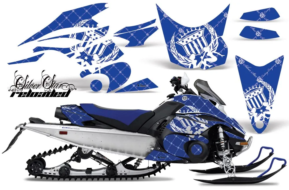 Yamaha FX Nytro Sled Graphic Kit - 2008-2014 Silver Star - Reloaded Blue