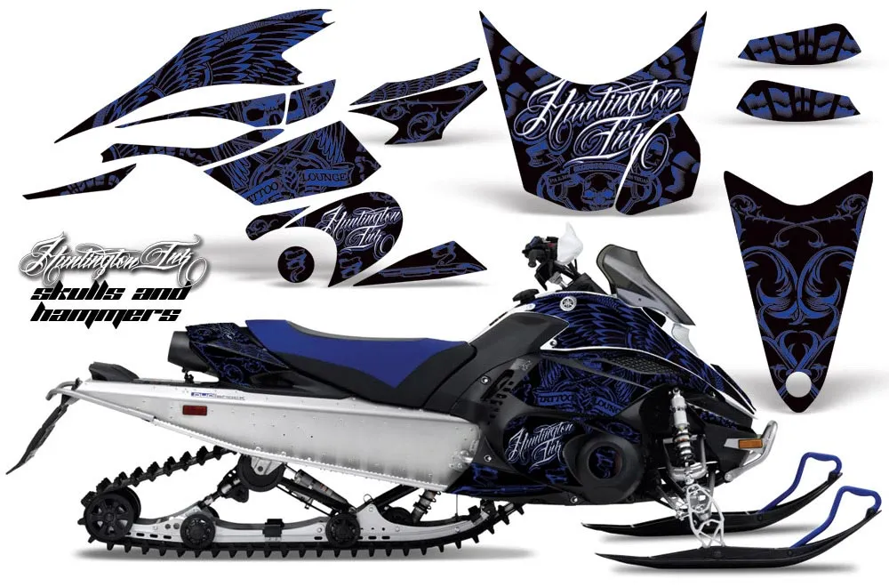 Yamaha FX Nytro Sled Graphic Kit - 2008-2014 Skulls N Hammers Blue