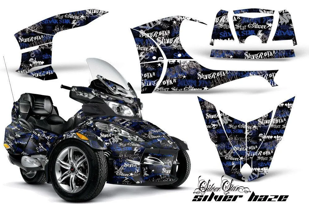 Can Am BRP (RTS) Spyder w/ Trim Kit Graphic Kit - 2010-2013 Silver Star Silver Haze Blue