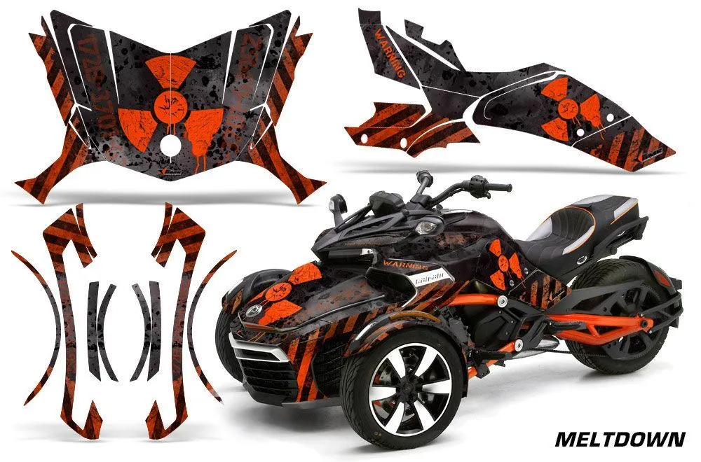 Can Am F3-S Spyder Graphic Kit - All Years Meltdown Orange
