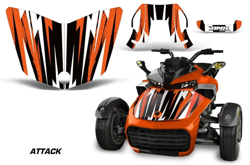 Can Am F3-S Spyder Hood Graphic Kit - All Years Attack Orange