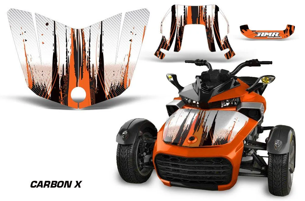 Can Am F3-S Spyder Hood Graphic Kit - All Years Carbon X Orange