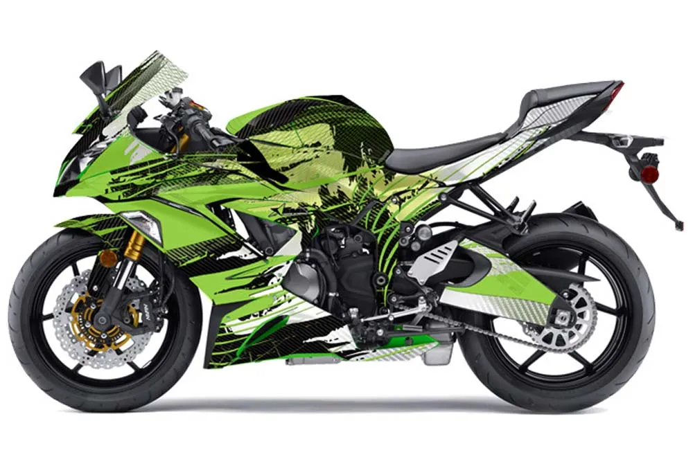 Kawasaki 636 ZX6-R Ninja Graphic Kit - 2013-2016 Carbon X Green