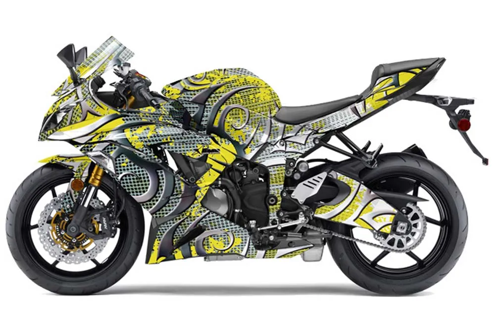 Kawasaki 636 ZX6-R Ninja Graphic Kit - 2013-2016 Deaden Yellow