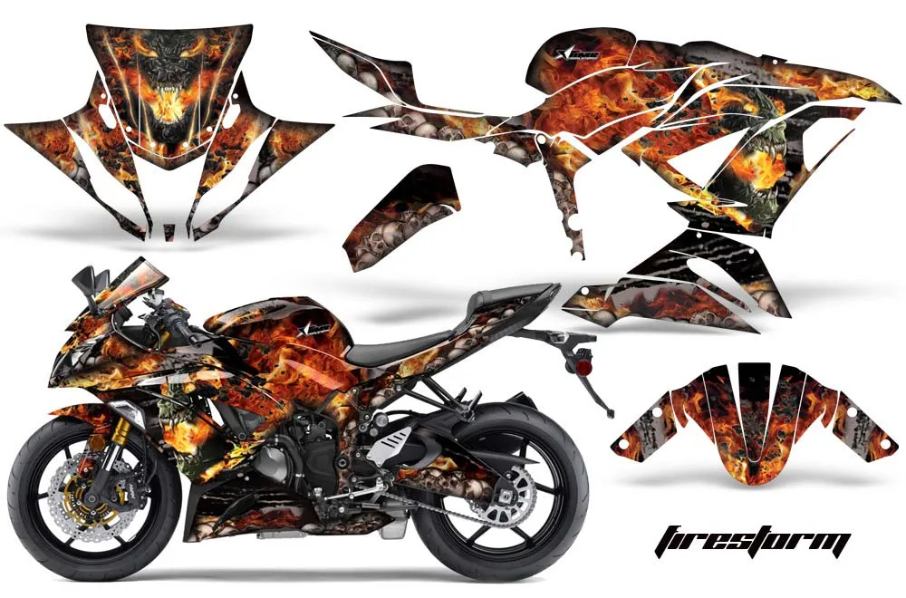 Kawasaki 636 ZX6-R Ninja Graphic Kit - 2013-2016 Firestorm Black