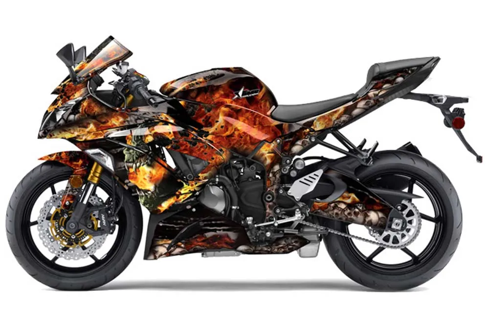Kawasaki 636 ZX6-R Ninja Graphic Kit - 2013-2016 Firestorm Black