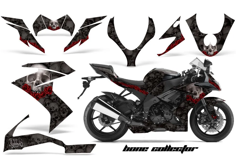 Kawasaki ZX10 Ninja Graphic Kit - 2008-2009 Bone Collector Black