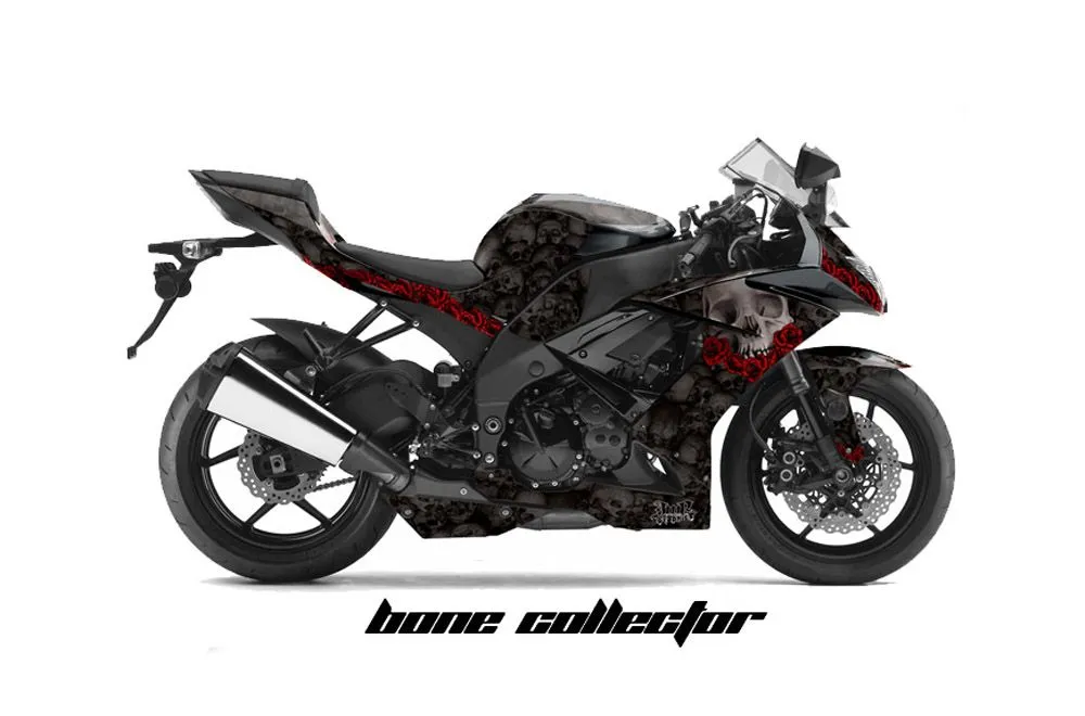 Kawasaki ZX10 Ninja Graphic Kit - 2008-2009 Bone Collector Black