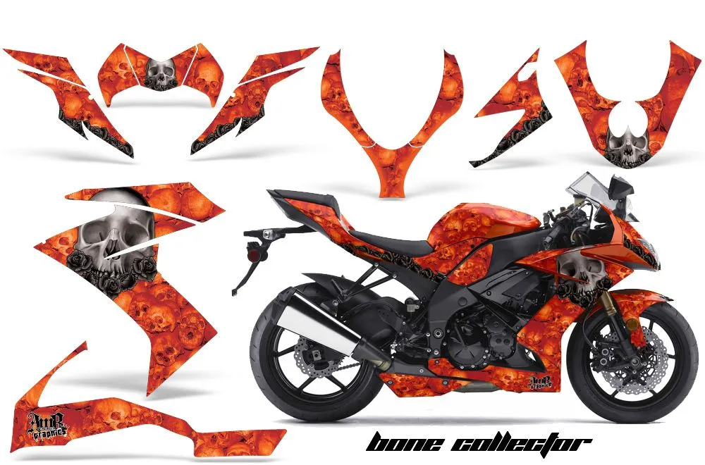 Kawasaki ZX10 Ninja Graphic Kit - 2008-2009 Bone Collector Orange