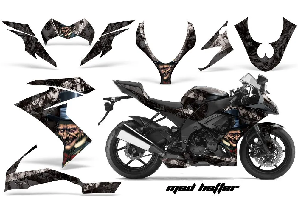 Kawasaki ZX10 Ninja Graphic Kit - 2008-2009 Mad Hatter Black