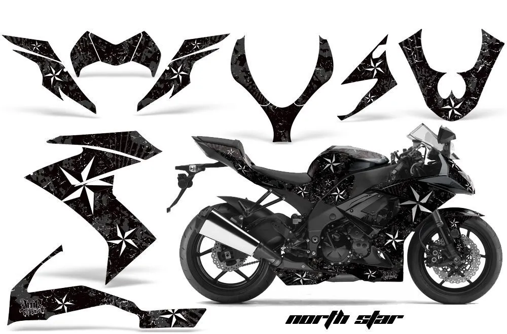 Kawasaki ZX10 Ninja Graphic Kit - 2008-2009 Northstar Black