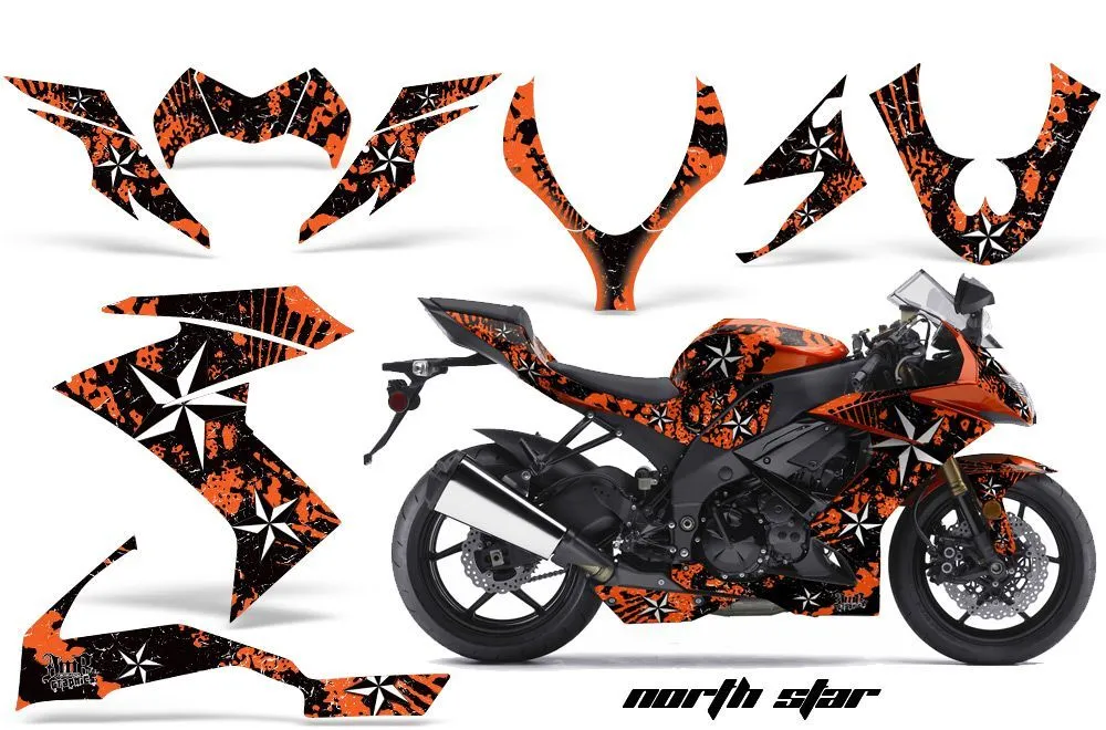 Kawasaki ZX10 Ninja Graphic Kit - 2008-2009 Northstar Orange