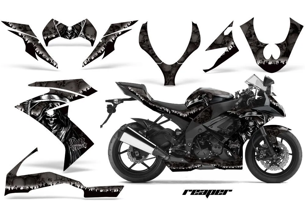 Kawasaki ZX10 Ninja Graphic Kit - 2008-2009 Reaper Black