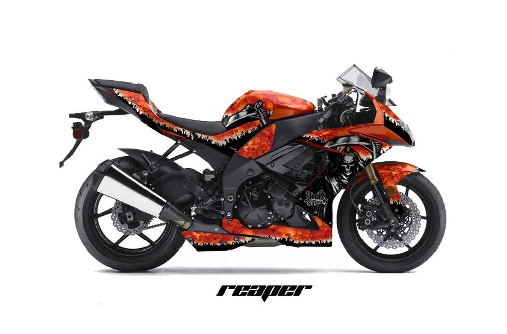 Kawasaki ZX10 Ninja Graphic Kit - 2008-2009 Reaper Orange