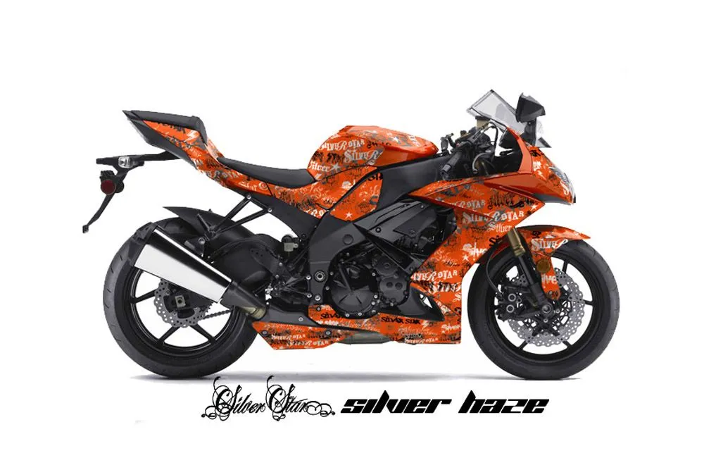 Kawasaki ZX10 Ninja Graphic Kit - 2008-2009 Silver Star Silverhaze Orange