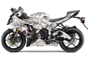 Kawasaki 636 ZX6-R Ninja Graphic Kit - 2013-2016 Bone Collector White