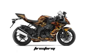 Kawasaki ZX10 Ninja Graphic Kit - 2008-2009 Firestorm Black