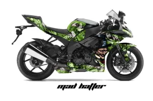 Kawasaki ZX10 Ninja Graphic Kit - 2008-2009 Mad Hatter Green